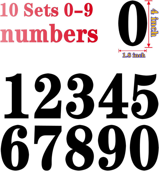 4 Inch Numbers Sticker, (0-9, 5 Sets) Modern Number Vinyl Waterproof Number Self Adhesive Sticker for Signs, Door, Cars, Trucks, Home, Business, Address Number (4 inch)