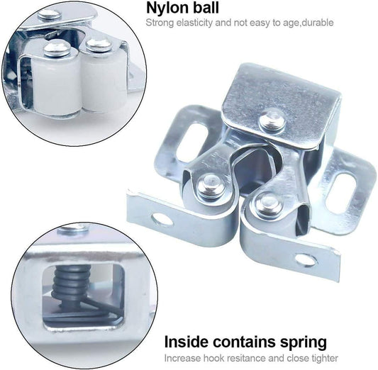 12 Pcs Double Roller Catch, Heavy Duty Door Catches Ball Latch with Screws for Cabinet/Closet/Doors/Cupboard