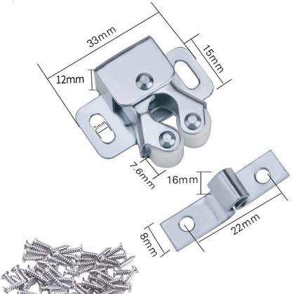 12 Pcs Double Roller Catch, Heavy Duty Door Catches Ball Latch with Screws for Cabinet/Closet/Doors/Cupboard