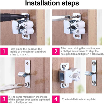 12 Pcs Double Roller Catch, Heavy Duty Door Catches Ball Latch with Screws for Cabinet/Closet/Doors/Cupboard