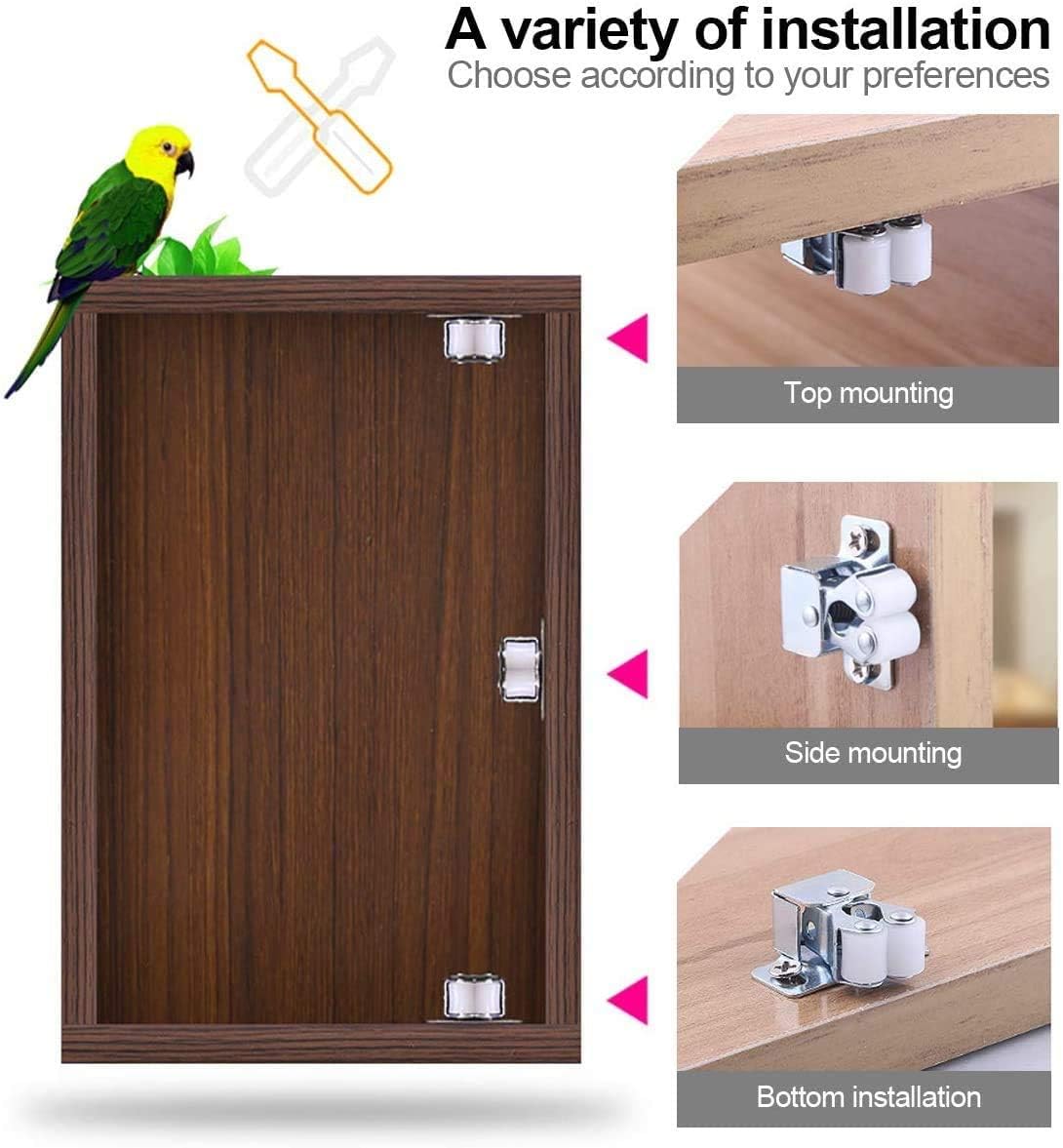 12 Pcs Double Roller Catch, Heavy Duty Door Catches Ball Latch with Screws for Cabinet/Closet/Doors/Cupboard