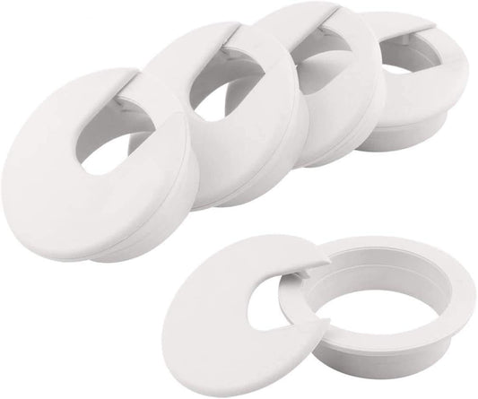 2" White Desk Grommet, Plastic Wire Organizers, Computer Cable Hole Cover Plug Cap Insert(5 Pack)