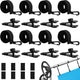 24 Pcs Pool Solar Cover Reel Attachment Kit, Inground Swimming Pool Solar Cover Straps and Clips, Solar Blanket Straps Kit Including 8 Straps with Hooks, 8 Clips and 8 Touch Fastener