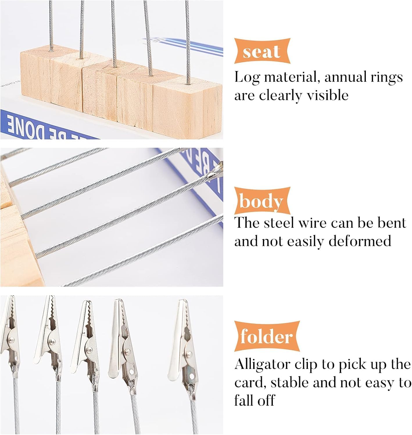 12 Pcs Wooden Memo Clips Holder Table Numbers Place Card Holders Lightweight Wood Cube Base, Memo Photo Picture Paper Note Clip with Alligator Clip Clasp for Displaying Number Cardsr