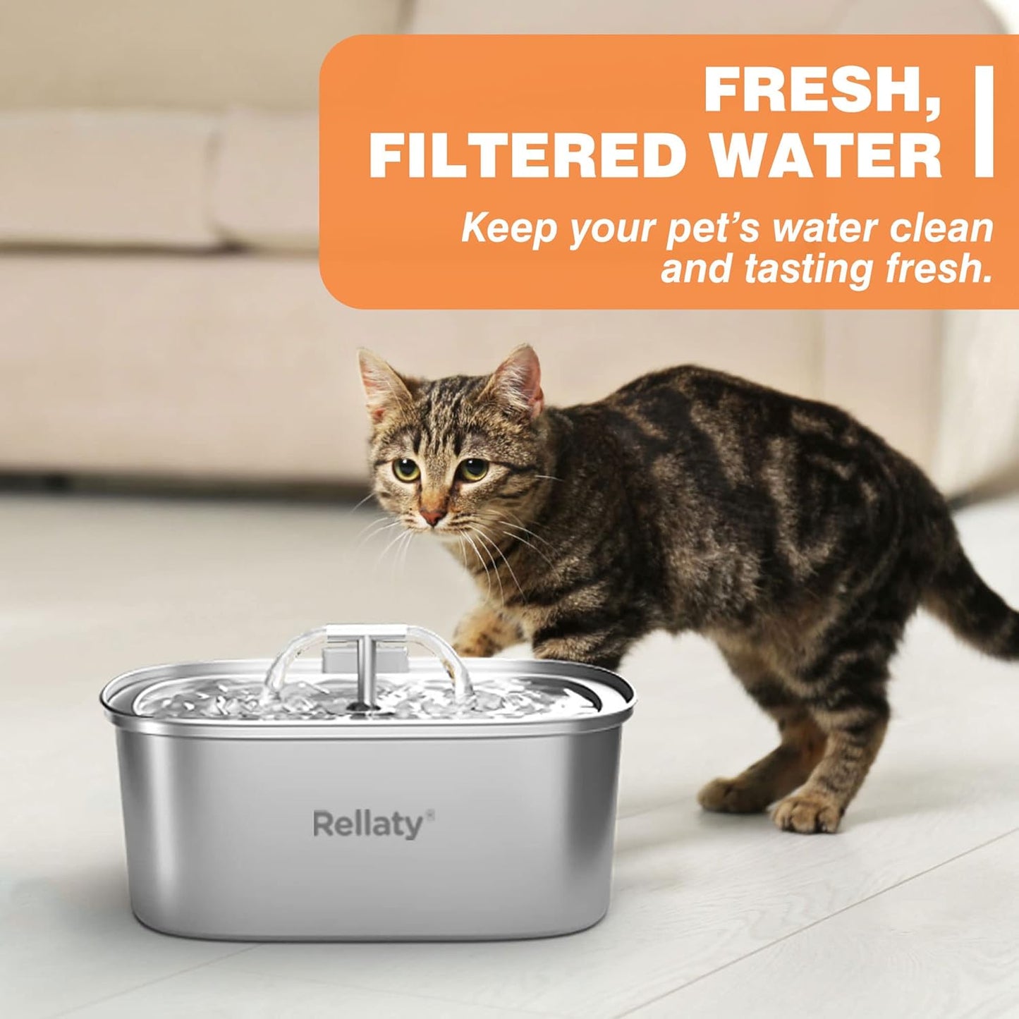 Official Cat Water Fountain Filters Replacement & Pre-Filter Sponges for 3.2L/108oz Automatic Pet Water Dispenser