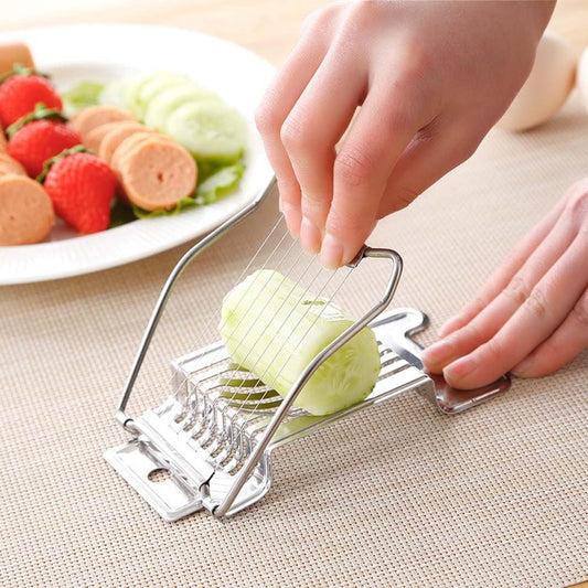 Egg Slicer, Stainless Steel Egg Slicer Cutter, Multipurpose Slicer for Egg Ham Strawberry Banana Soft Fruit
