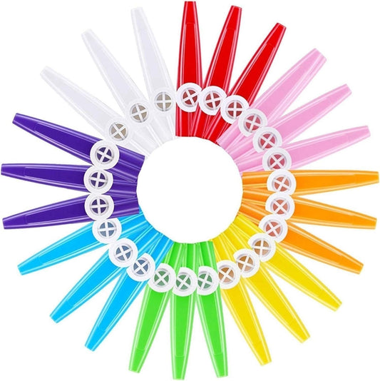 24 Pieces Plastic Kazoos Multi Colors Kazoo Musical Instruments Great Gift for Music Lovers Good Companion for Guitar, Ukulele, Violin, Piano Keyboard