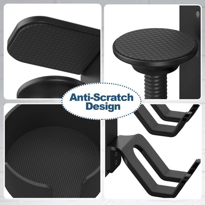 4 in 1 Desk Cup Holder with Headphone Hanger and Controller Stand Gaming Accessories, Universal Adjustable & Rotating Upgraded Arm Clamp for Coffee Mugs, Water Bottles, Headphones, Controller.