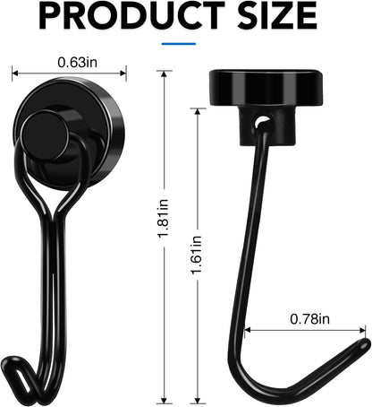 Hooks, 30lbs+ Magnetic Magnet Hook 2026 Cruise Cabin Ship Essentials Heavy Duty Strong Refrigerator Fridge Hanging for Classroom Beach Vacation Kitchen Grills Home Mug Hanger (6 Pack) Black 0.63in x