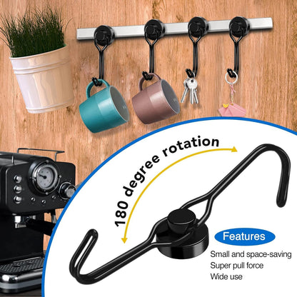 Hooks, 30lbs+ Magnetic Magnet Hook 2026 Cruise Cabin Ship Essentials Heavy Duty Strong Refrigerator Fridge Hanging for Classroom Beach Vacation Kitchen Grills Home Mug Hanger (6 Pack) Black 0.63in x