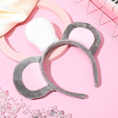 Mouse Headband with Chef Hat Cartoon Costume for Cosplay 100th Day of School Party Decoration Gray -