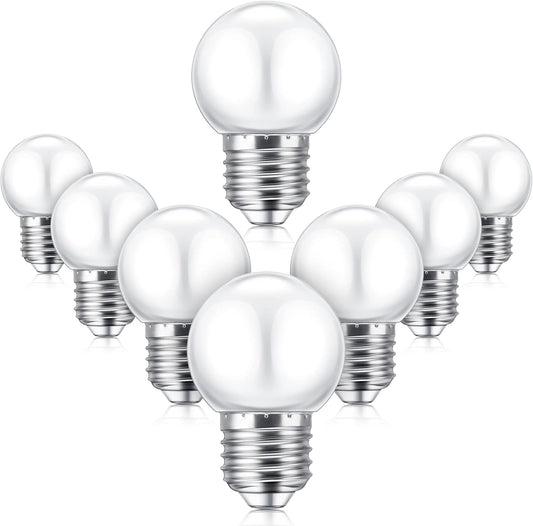 LED Night Light Bulb 1 Watt Low Wattage Bulbs 7.5 Equivalent 4511220 Lighting S11 White Lightbulb Small Globe with E26 Medium Base G45 2700k Not Dimmable for Outdoor Christmas, 8 Pieces -