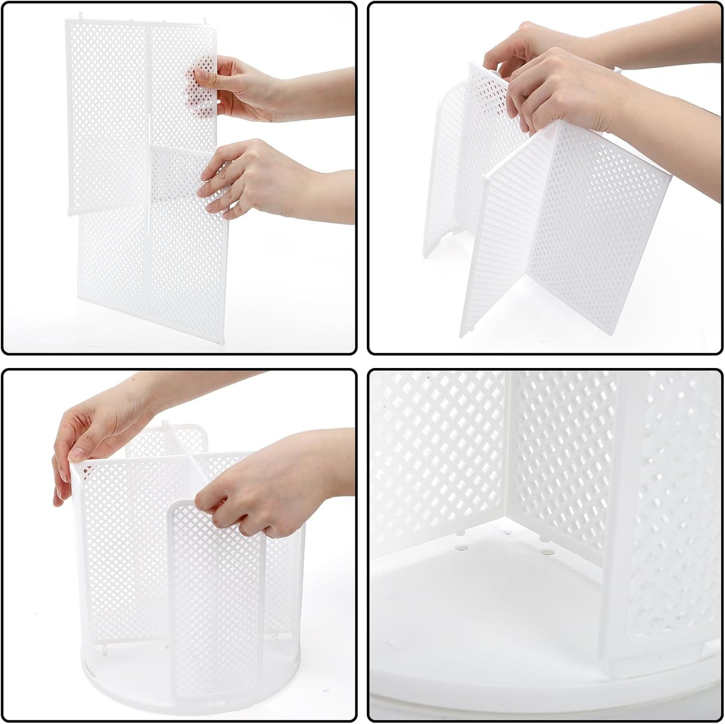 2 Pack Paper Cup & Lid Holder, Rotating Coffee Cups Dispenser with 4 Compartments, Plastic Disposable Storage Organizer for Countertop Bathroom Station Bar Kitchen Office (White)