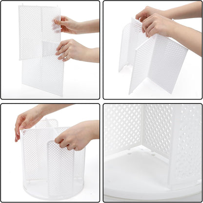 2 Pack Paper Cup & Lid Holder, Rotating Coffee Cups Dispenser with 4 Compartments, Plastic Disposable Storage Organizer for Countertop Bathroom Station Bar Kitchen Office (White)