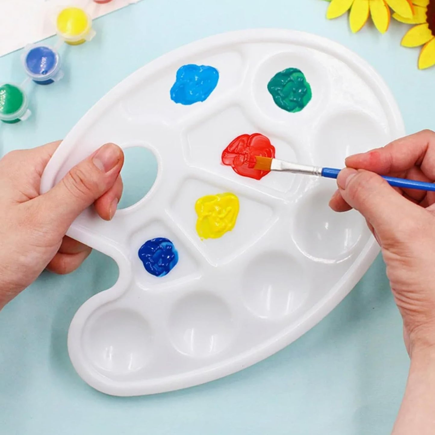 Acrylic paint palette, mixing palette, plastic palette, paint palette, mixing palette 10 holes white round paint palette for watercolor, acrylic and oil paint, DIY, craft, professional art painting