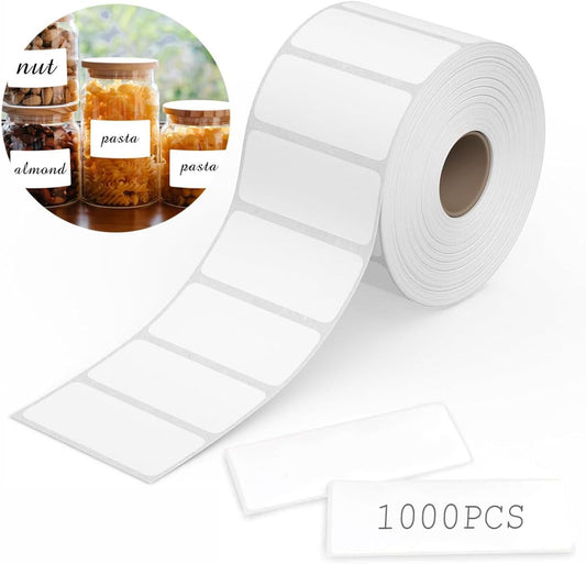 1000 stickers on a roll - food labels - self-adhesive blank labels 60 × 30 mm - white - removable. Suitable for frozen products - kitchens - supermarkets - office supplies - refrigerators - laboratory refrigerators - jam - spices.