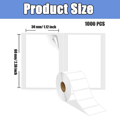 1000 stickers on a roll - food labels - self-adhesive blank labels 60 × 30 mm - white - removable. Suitable for frozen products - kitchens - supermarkets - office supplies - refrigerators - laboratory refrigerators - jam - spices.
