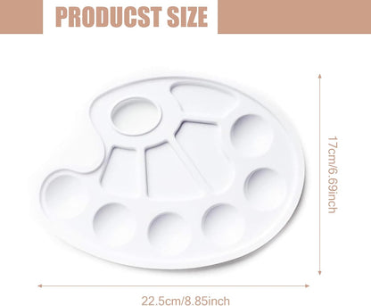 Acrylic paint palette, mixing palette, plastic palette, paint palette, 10-hole white round paint palette for watercolor, acrylic and oil paint, do-it-yourself, craft, professional fine art painting