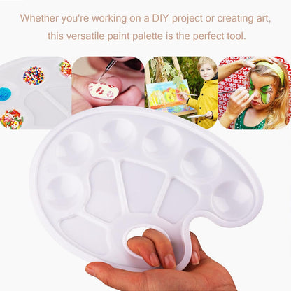 Acrylic paint palette, mixing palette, plastic palette, paint palette, 10-hole white round paint palette for watercolor, acrylic and oil paint, do-it-yourself, craft, professional fine art painting