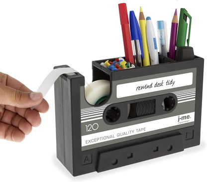 Retro Cassette Tape Pencil Holder - Multifunctional Pencil Holder - Creative Desk Organizer - Pencil Holder with Tape Holder