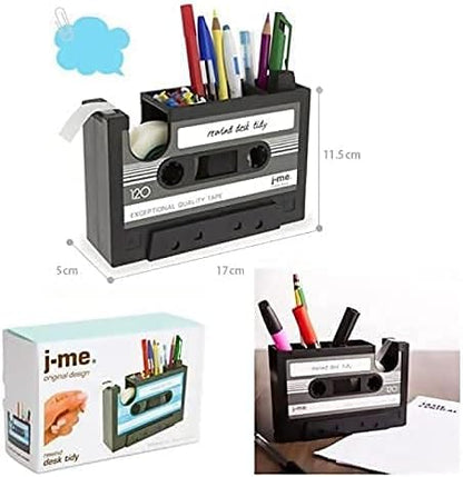 Retro Cassette Tape Pencil Holder - Multifunctional Pencil Holder - Creative Desk Organizer - Pencil Holder with Tape Holder