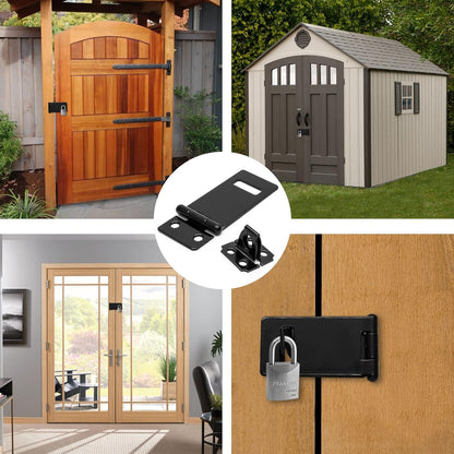 Biaungdo 2 Inch Padlock Hasp, 4 Pcs Door Slide Latch Lock Security Door Clasp Black Painted Iron Gate Bolt Lock Hasp with Screws for Door Gate, Home, Garden, Yard(Black)
