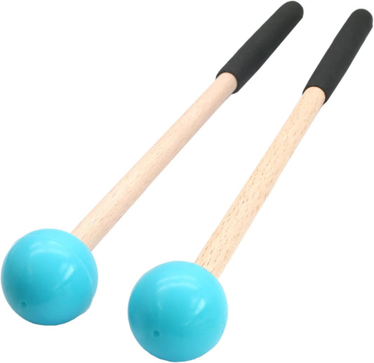 Biaungdo 2 Pack 8.7 Inch Glockenspiel Mallets, Rubber Xylophone Mallets Bell Stick Percussion with Wood Handle Drumstick Percussion Instrument Parts for Bell, Tongue Drum Mallet(Blue)