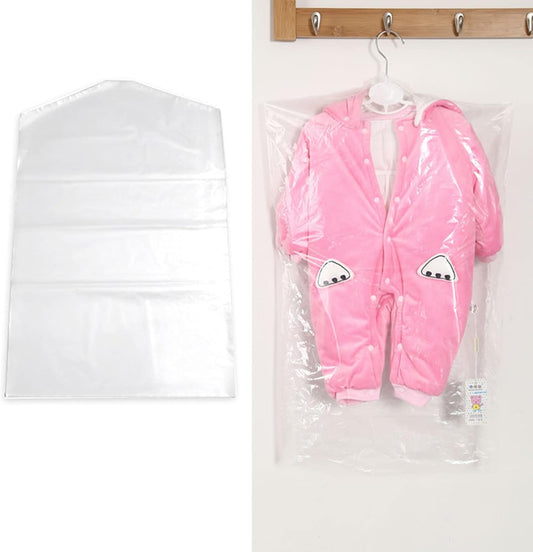 20 Pack Clear Plastic Clothes Covers, 27.5 Inch Dry Cleaning Bags Hanging Dust Proof Garment Bags for Kids for Home Storage, Dry Cleaners (45 x 70cm)