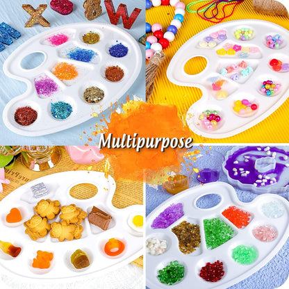 Oval Paint Palette Tray, Plastic Paint Tray Palette, Painting Palette, Paint Tray Palettes Paint Pallets with Thumb Hole or Adults & Kids, or Painting or DIY Crat Class, White, 2 PCS