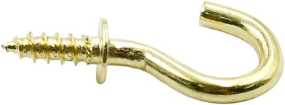 Biaungdo 100 Pcs 1/2" Ceiling Cups Hooks Screw Hooks Ceiling Cup Hooks Self-Tapping Screws Hooks Gold
