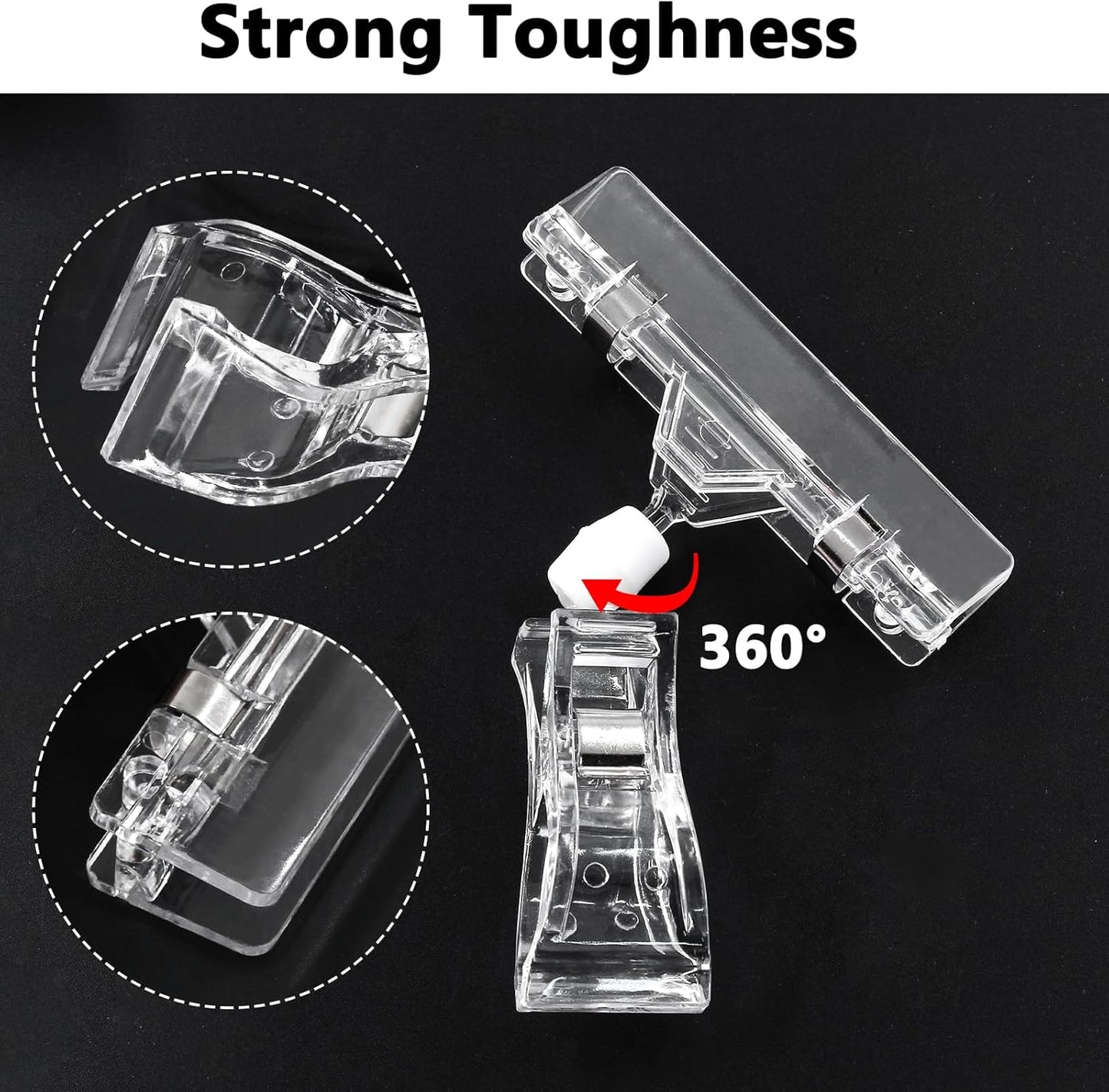 Biaungdo 12 Pcs Rotating Clip Swivel Sign Rotatable Holding Clamp, Clear Rotating Sign Clip Price Display Holder Clips for Shelves, Store, Business, Exhibition, Supermarkets