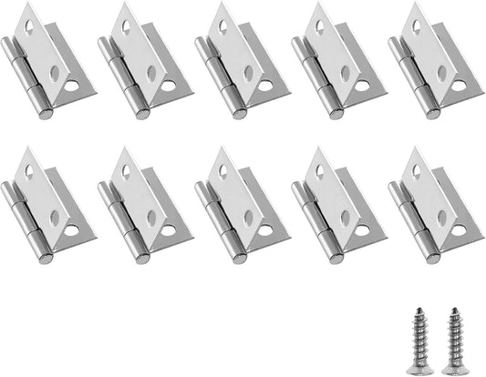 Biaungdo 10 Pack 1 Inch Butt Hinge, Stainless Steel Folding Butt Hinges, Cabinet Mini Hinges Small Box Hinges Door Hinge Rectangle