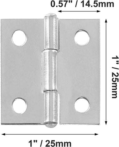 Biaungdo 10 Pack 1 Inch Butt Hinge, Stainless Steel Folding Butt Hinges, Cabinet Mini Hinges Small Box Hinges Door Hinge Rectangle