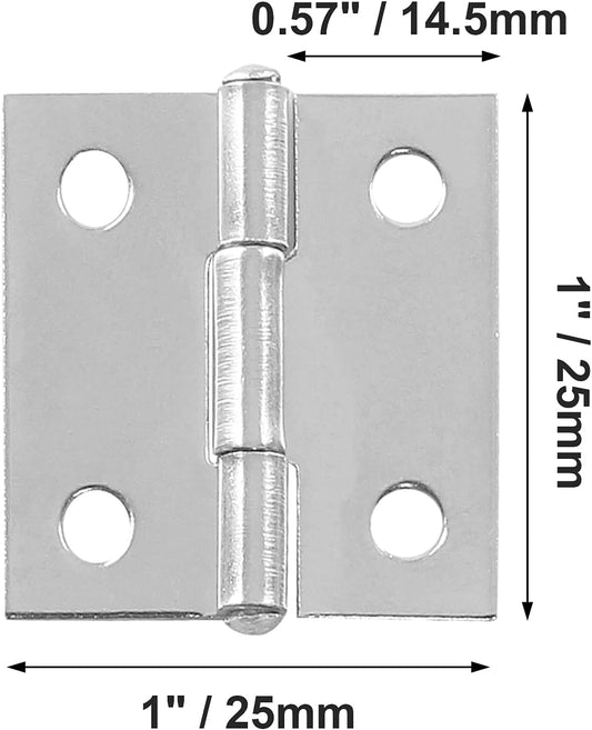 Biaungdo 10 Pack 1 Inch Butt Hinge, Stainless Steel Folding Butt Hinges, Cabinet Mini Hinges Small Box Hinges Door Hinge Rectangle