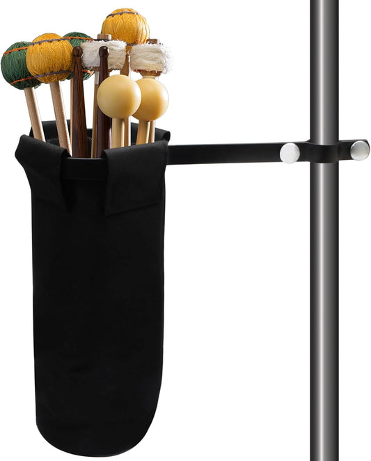 Biaungdo Drum Stick Holder for Drum Set, Removable Nylon Drumstick Bag Holder with Clamp-On Lockable Aluminum Clamp for Drumsticks Mallets, Up to 10 Pairs of Sticks