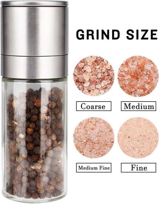 Gulex® Salt and Pepper Grinder Set, Pepper Mill, Sea Salt Shaker Grinder Refillable, Adjustable Coarseness, Stainless Steel with Ceramic Rotor(Seasoning not included)