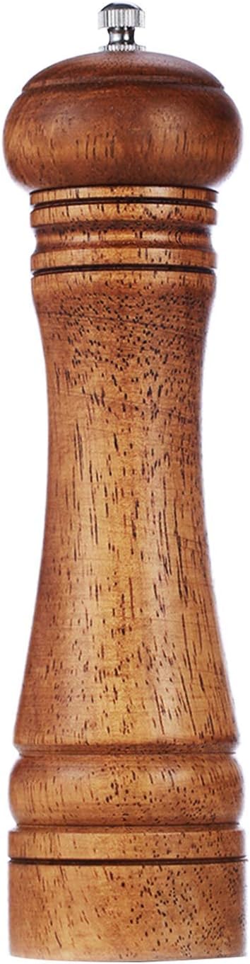Gulex® Wood Pepper Grinder Pepper Mill,Adjustable Coarseness 8 Inch Wooden Peppermill, Ceramic Grinding Mechanism Salt Mill Refillable (1 pack) (Dark-1PC)