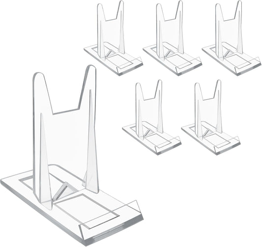 Biaungdo 6 Pcs Acrylic Book Display Stand, Adjustable Clear Display Holder Easel Collector Stand, Compact Desktop Stand for Photos, Postcard, Magazine, Artworks