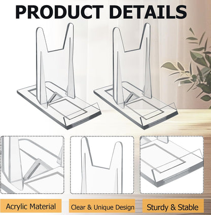 Biaungdo 6 Pcs Acrylic Book Display Stand, Adjustable Clear Display Holder Easel Collector Stand, Compact Desktop Stand for Photos, Postcard, Magazine, Artworks