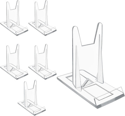 Biaungdo 6 Pcs Acrylic Book Display Stand, Adjustable Clear Display Holder Easel Collector Stand, Compact Desktop Stand for Photos, Postcard, Magazine, Artworks