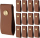 Biaungdo 12 Pack Leather Drawer Pulls, Brown Single Hole Leather Dresser Knobs Leather Pulls Cabinet Door Handle for Kitchen, Cabinet, Drawers, Closet, Dresser, Cupboard