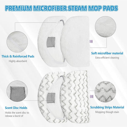 4 Pack Steam Mop Pads Replacement or Bissell Powerresh Steam Mop 1940 1440 1544 1806 2075 Series, Model 5938 19402 19404 19408 19409 1940A 1940 1940Q 1940T 1940W, Microiber Washable, Reusable