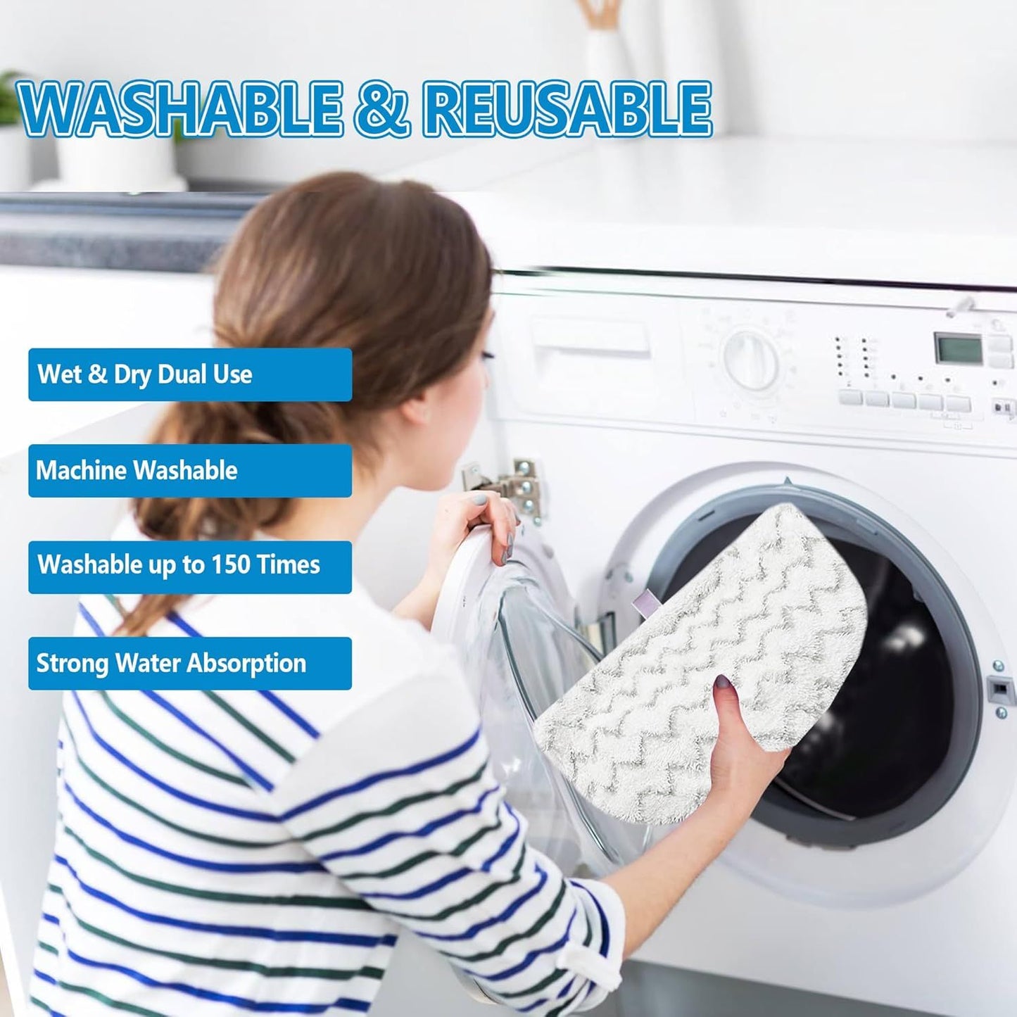 4 Pack Steam Mop Pads Replacement or Bissell Powerresh Steam Mop 1940 1440 1544 1806 2075 Series, Model 5938 19402 19404 19408 19409 1940A 1940 1940Q 1940T 1940W, Microiber Washable, Reusable
