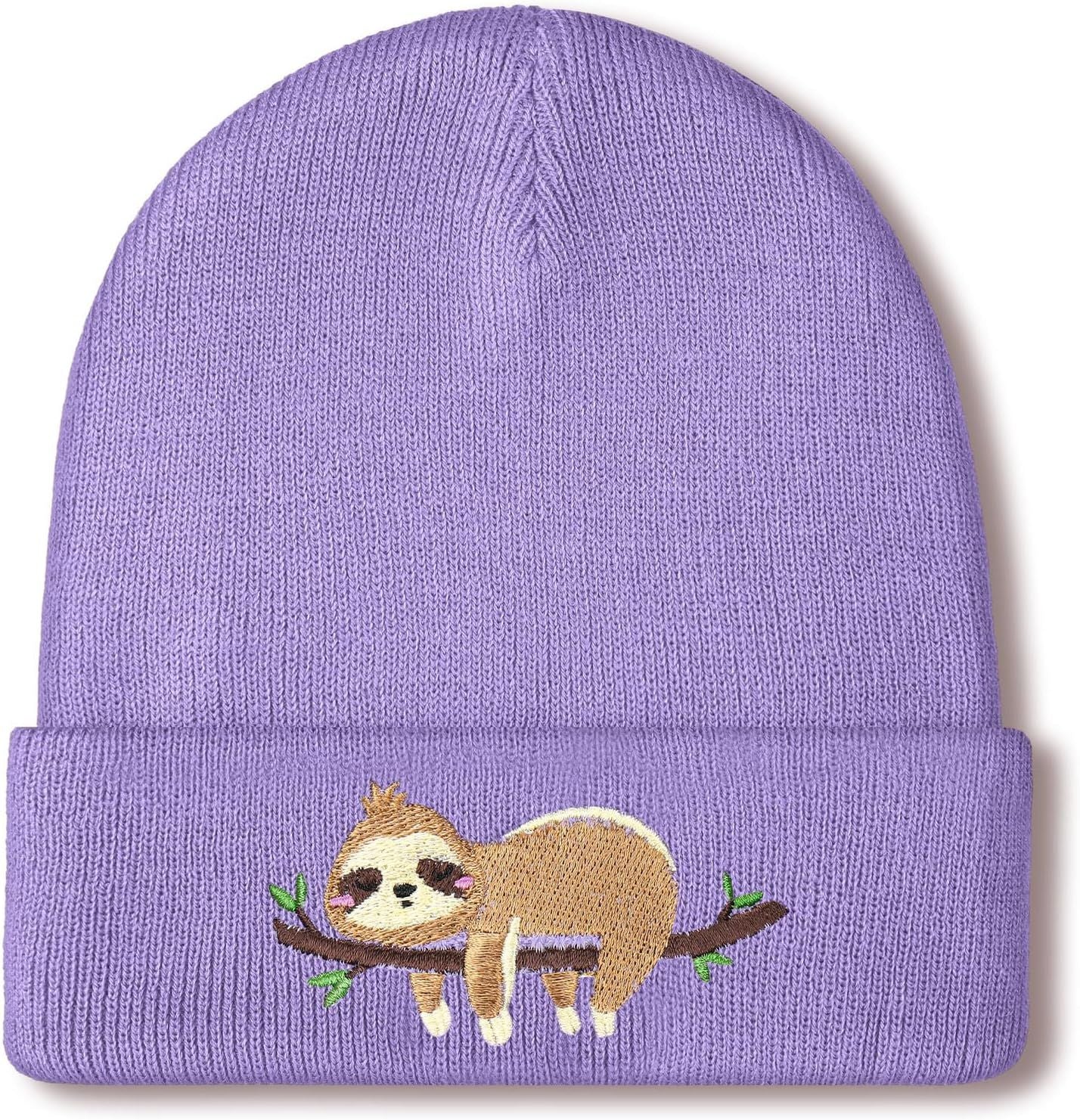 Sloth Beanie Winter Purple Hat or Women Cute Sloth Knitted Cap Winter Crochet Hat Gits or Women Animal Lovers