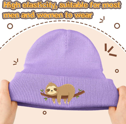 Sloth Beanie Winter Purple Hat or Women Cute Sloth Knitted Cap Winter Crochet Hat Gits or Women Animal Lovers