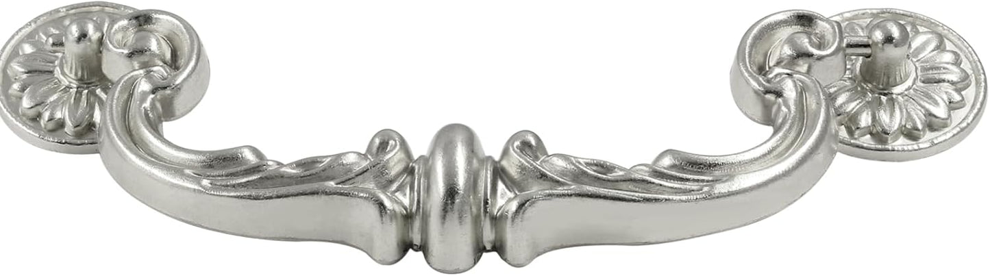 Biaungdo 4 Pcs 150 mm / 6 Inch Hole Center Pull Handles, Zinc Alloy Rustic Vintage Style Drop-Down Bail Swing Dresser Pull Handle Antique Drawer Handles for Kitchen, Cabinet (Silver)