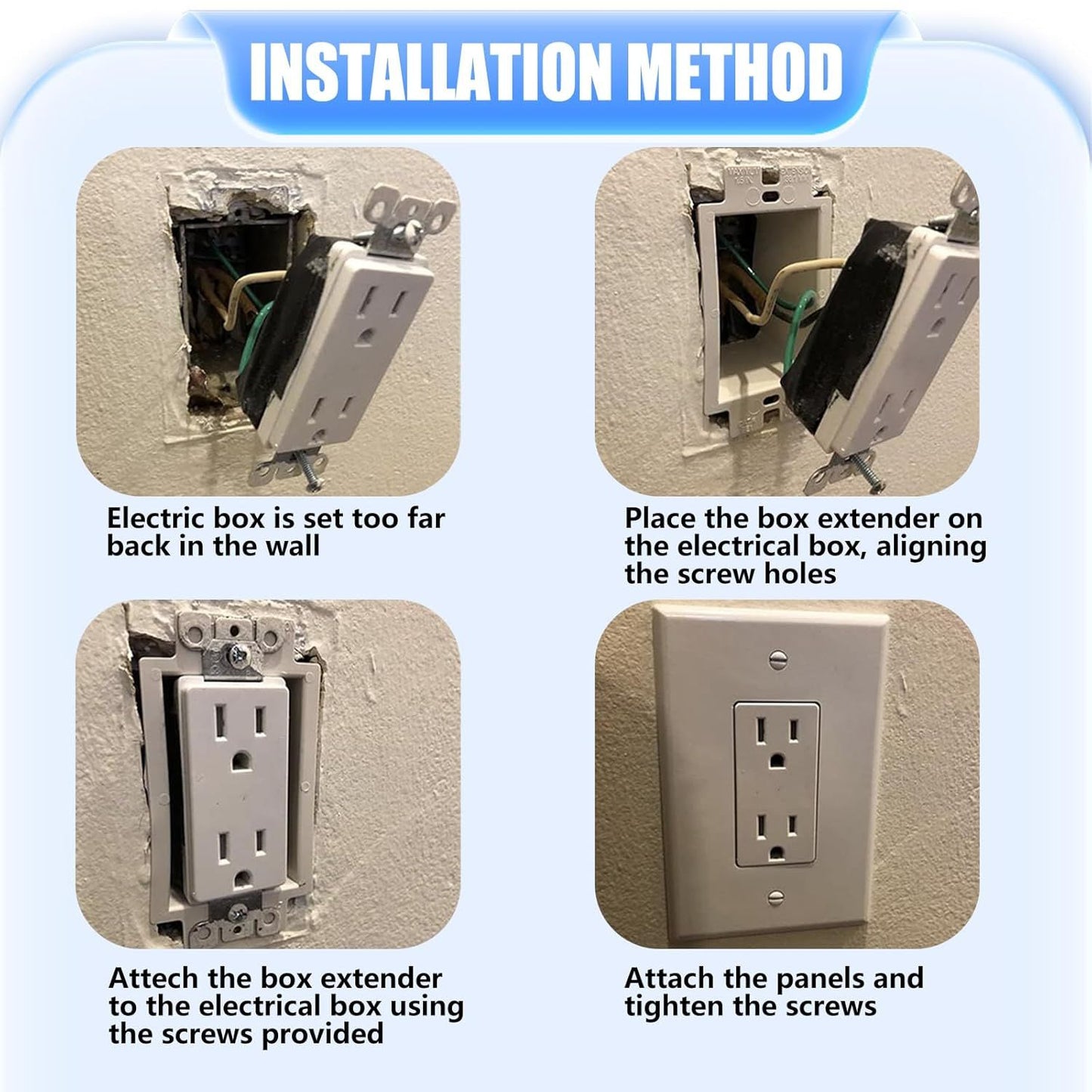 6 Pcs BE1-2 Electrical Outlet Box Extenders, Electrical Box Extender, 1 Gang Power Outlet Box Extender, Electric Box Extenders or Outlets, Single Gang Electric Outlet Box Extension with 12 Screws