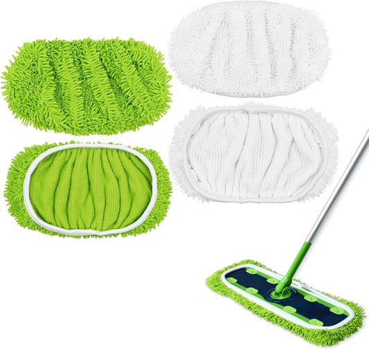 XL Mop Pads Compatible with Swier XL Sweeper, X-Large Dry Sweeping Cloths, XL Wet Pads Reills, Reusable Washable Microiber Heavy Duty Wet Mopping Cloths or Hardwood loor Cleaning, 4 Pack