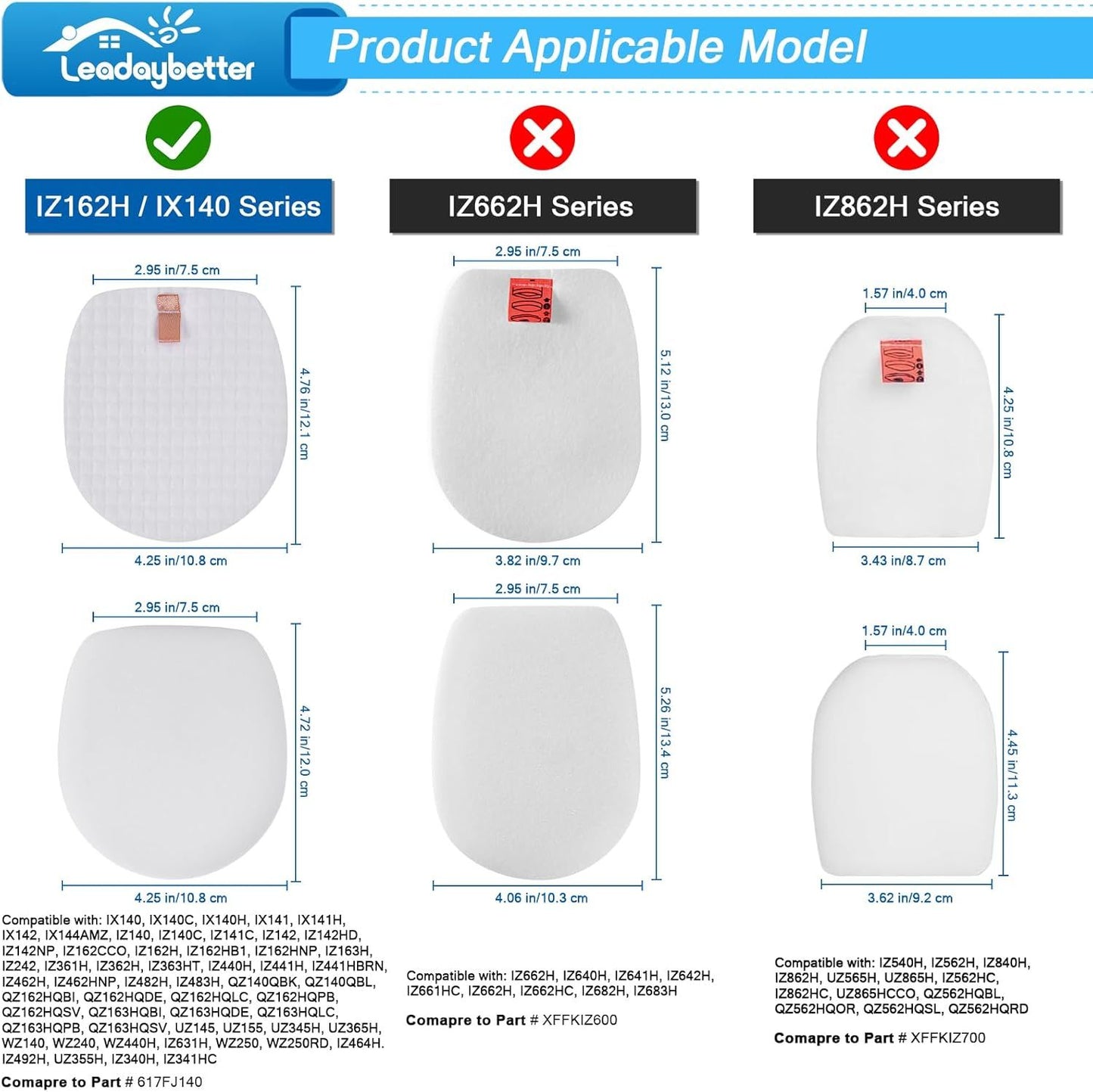 6 Pack ilter Replacement or Shark Rocket Pet Pro IX140 IX141 IX142 IZ140 IZ141C IZ142 IZ162H IZ362H IZ363HT IZ440H IZ462H IZ482H IZ483H Cordless Stick ilters, Comapre Part # 617J140