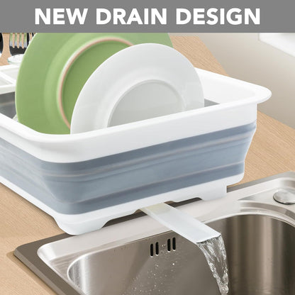 Collapsible Dish Drying Rack, Pop Up Dinnerware Drainer, Portable Plate Organizer or Kitchen RV Campers Travel Trailer, Space Saving Kitchen Storage Tray
